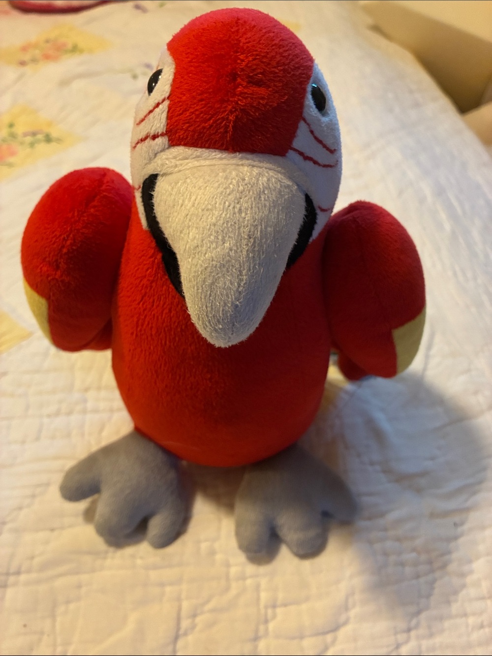 Red Plush Parrot Stuffed Animal Toy - Soft Cuddly Bird